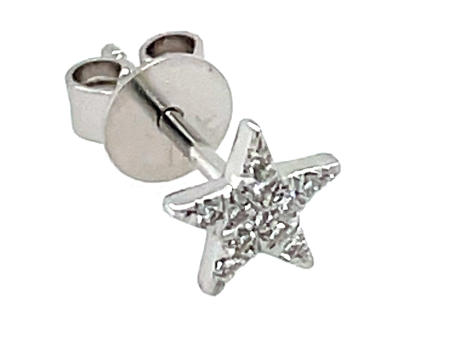 14k white gold diamond star earring