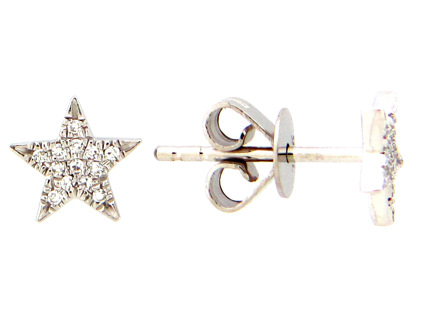 14k white gold pave star diamond earring