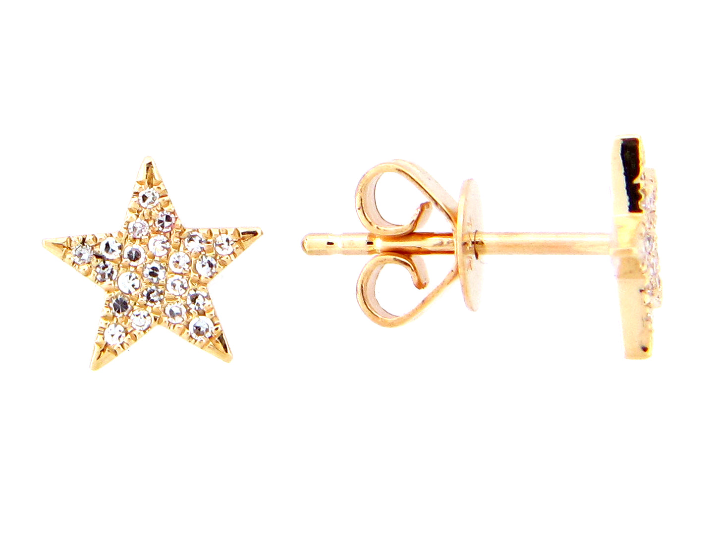 14k yellow gold diamond star earrings