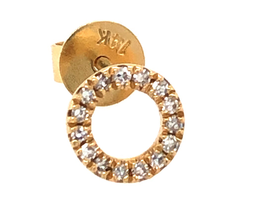 14k yellow gold "O" diamond earring