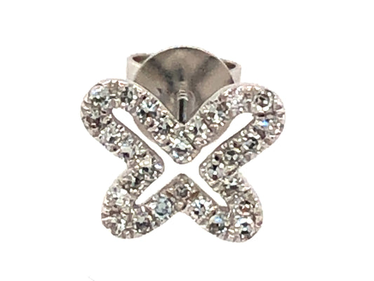14k white gold diamond open butterfly earring