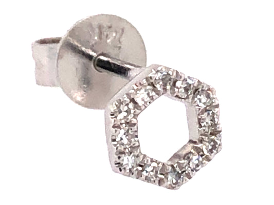 14k white gold diamond hexagon earring