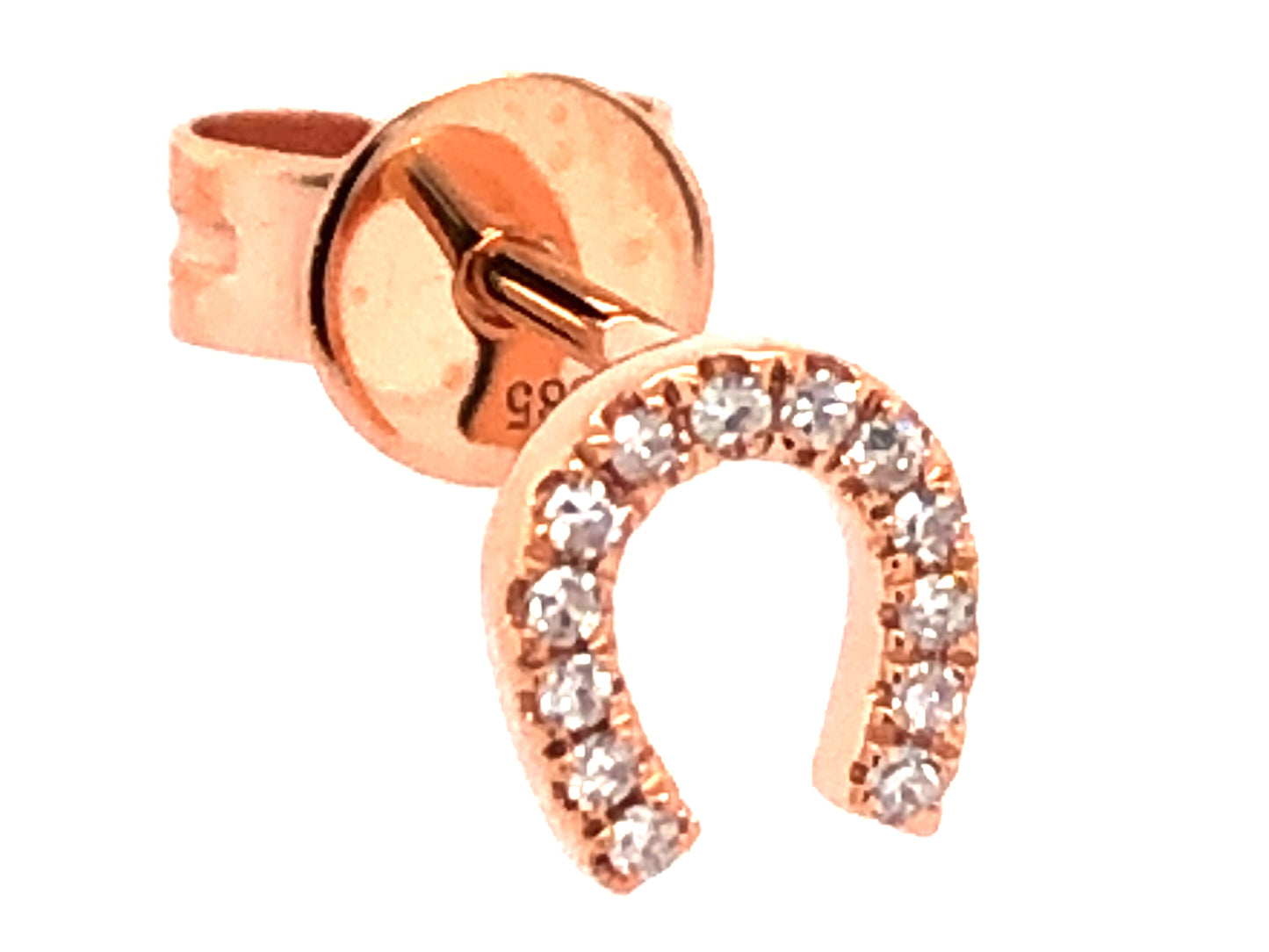 14k rose gold diamond horseshoe earring