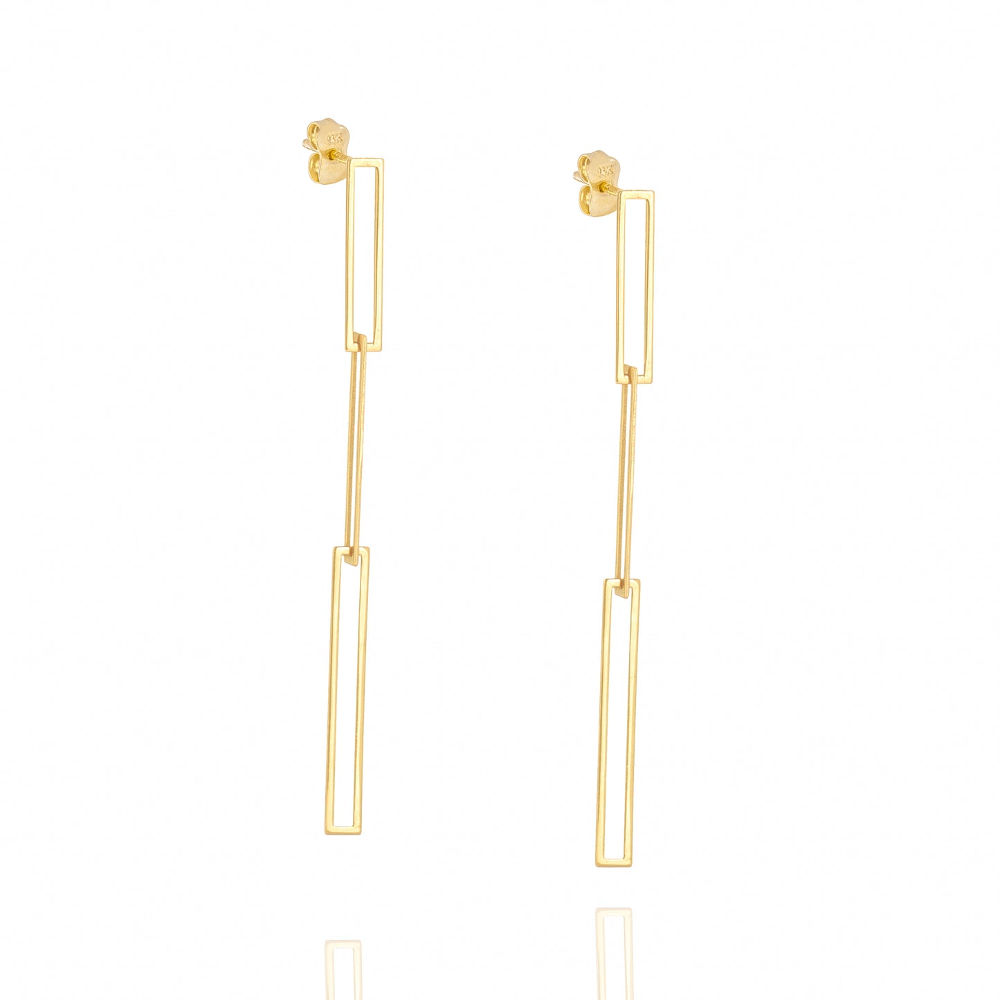 14k yellow gold long paper clip earrings