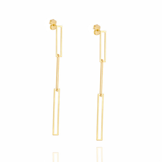 14k gold long paper clip earrings