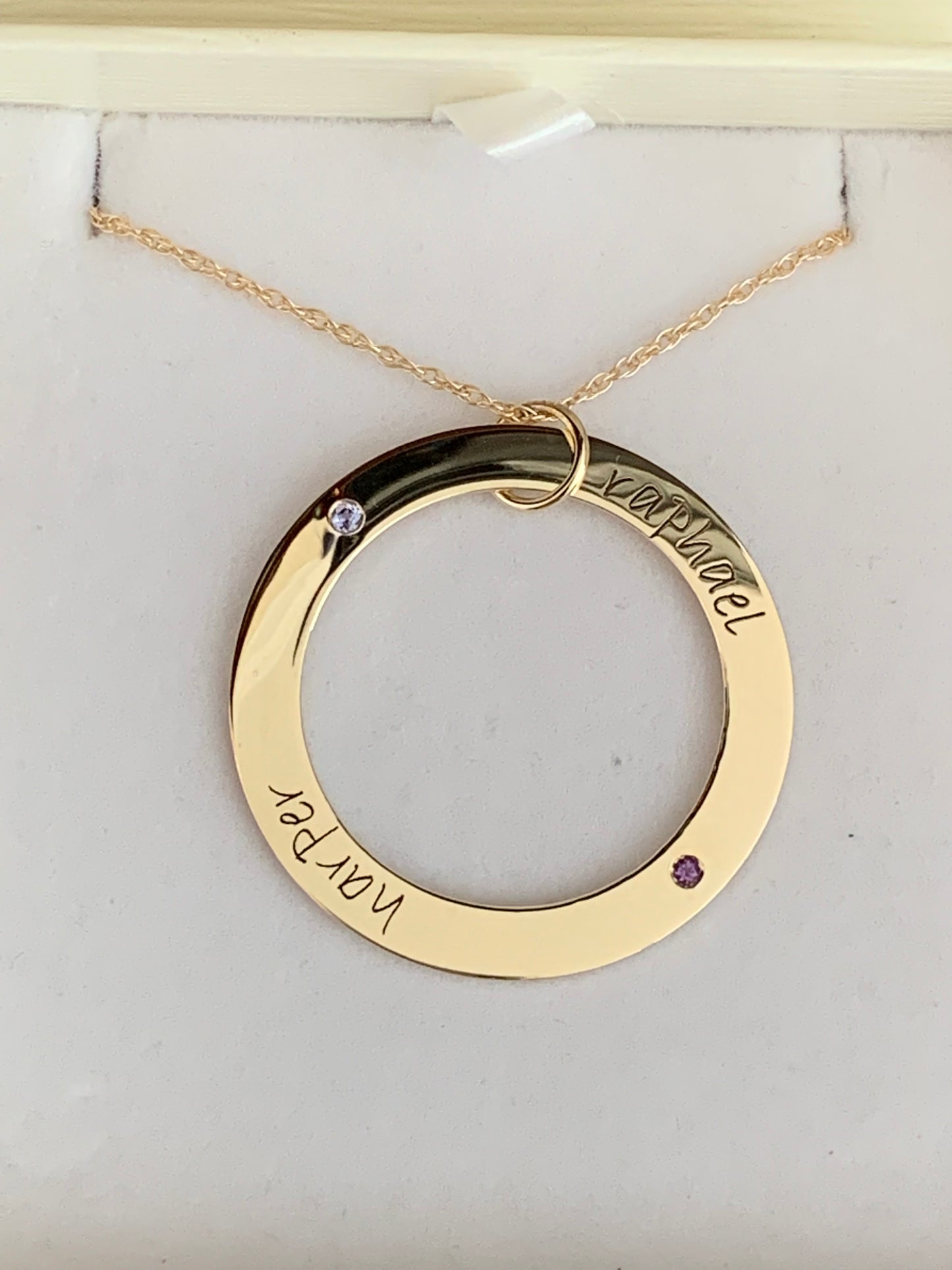 Gold Circle Engraved Pendant
