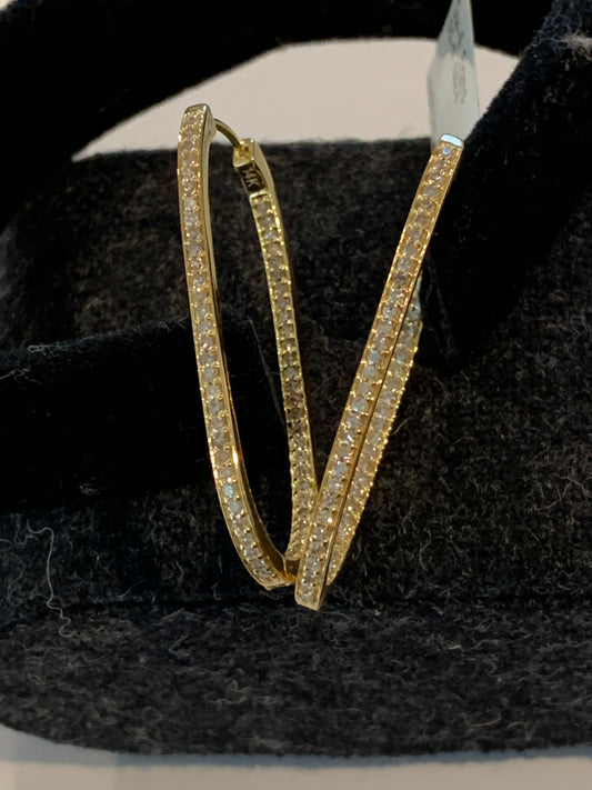 14k yellow gold diamond hoop earrings