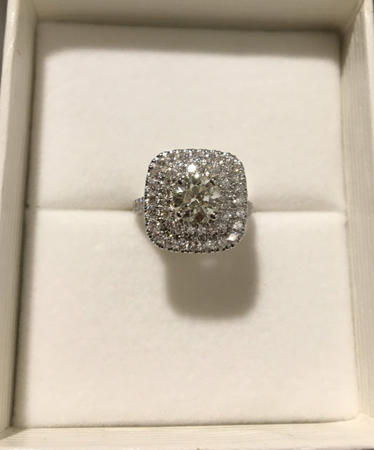 Double Halo Diamond Engagement Ring