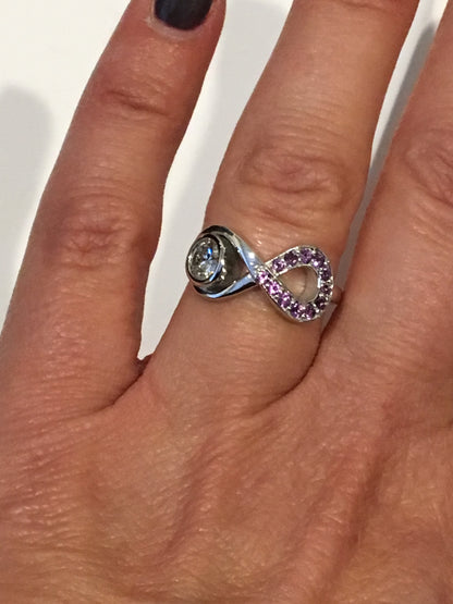 white gold diamond and Amethyst infinity ring