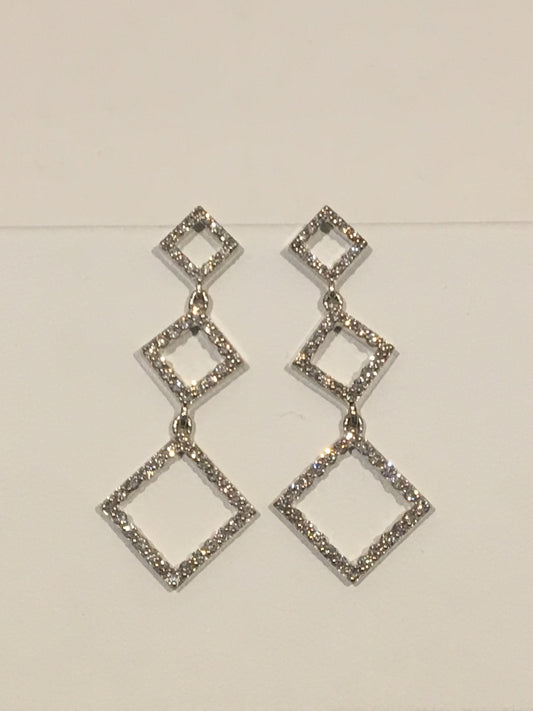 14k white gold geometric diamond earrings