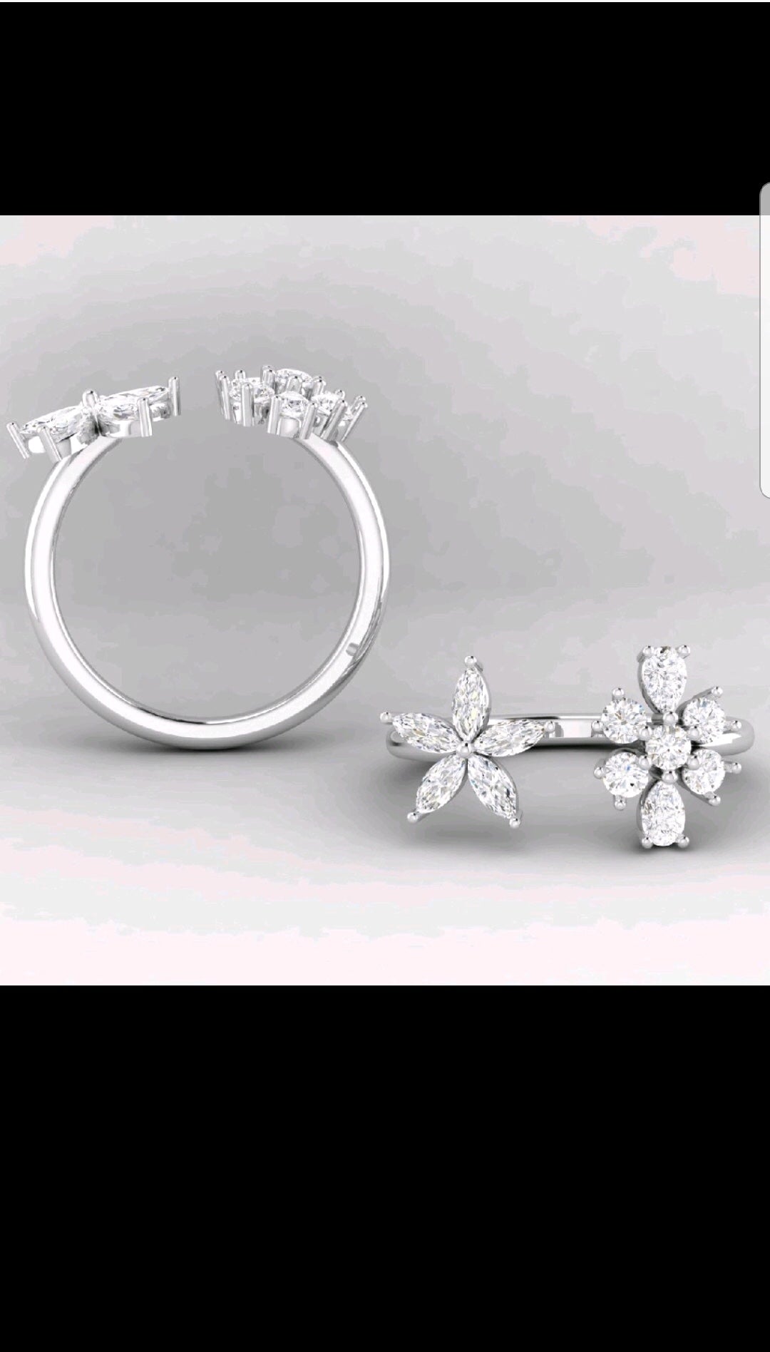 White gold floral rings