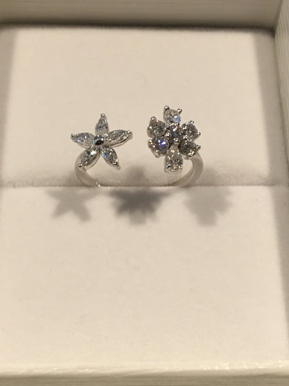 White gold floral rings