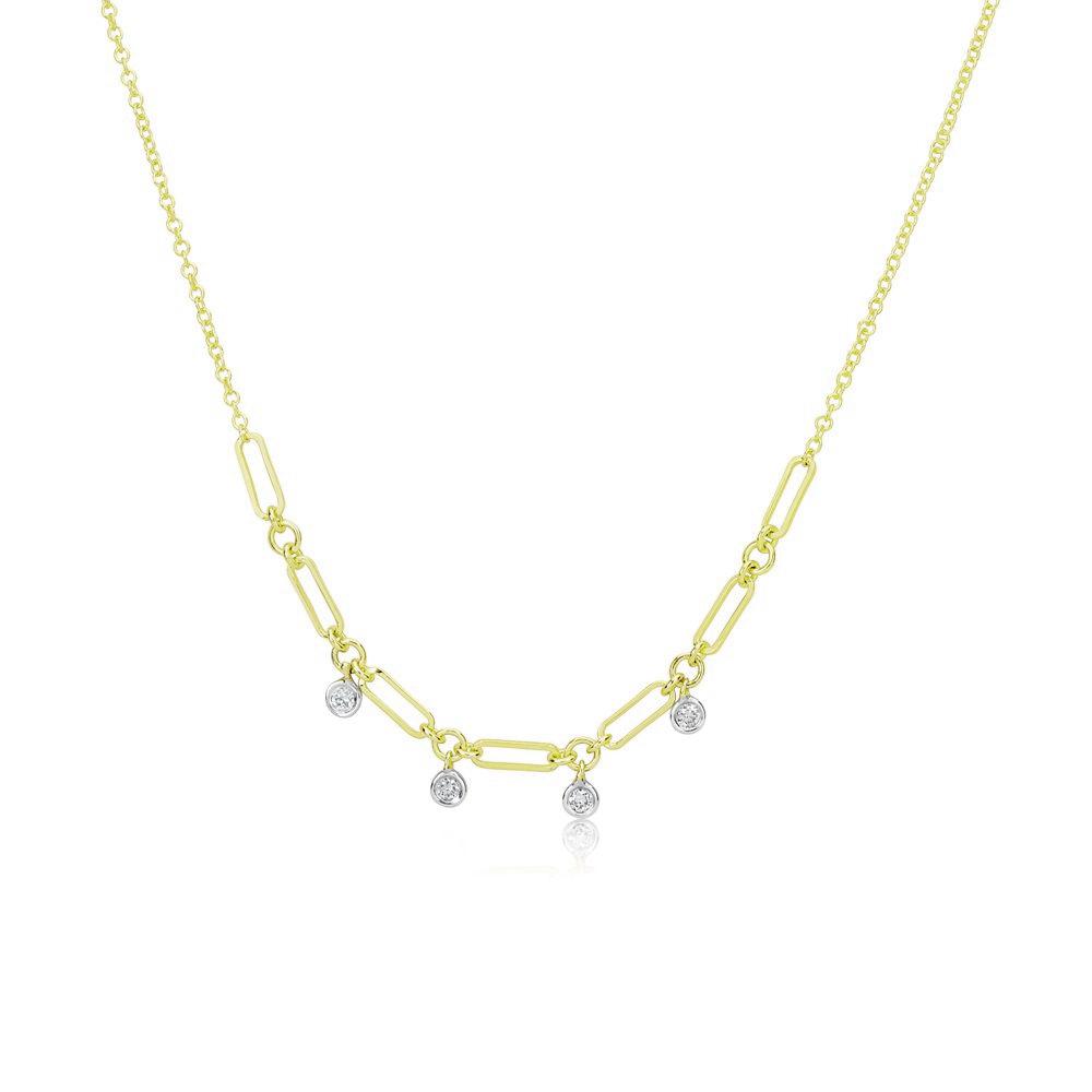 14k yellow gold diamond drop paper clip necklace