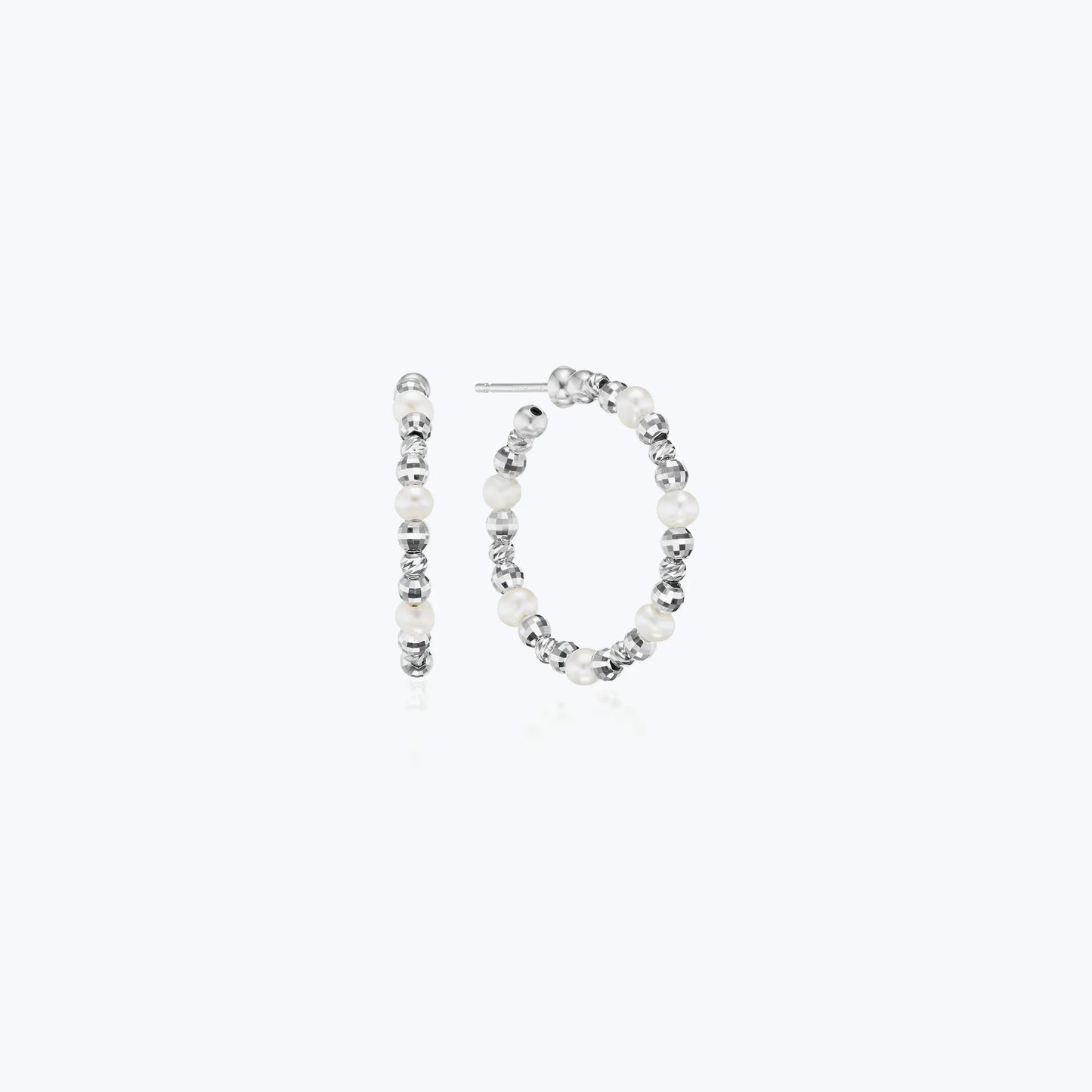 Platinum and Pearl Hoop Earrings
