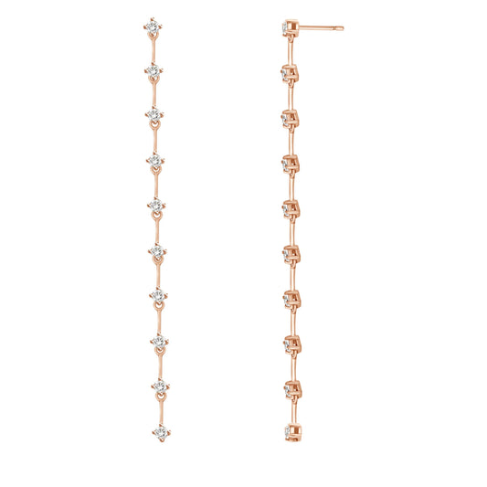 18k yellow gold long diamond earrings