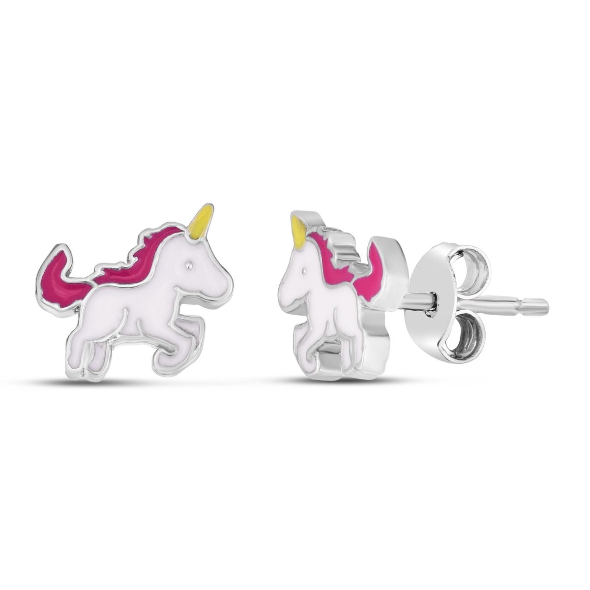 Silver Enamel Unicorn earrings