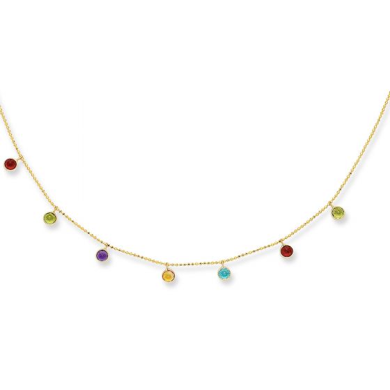 14k yellow gold colored stone dangle necklace