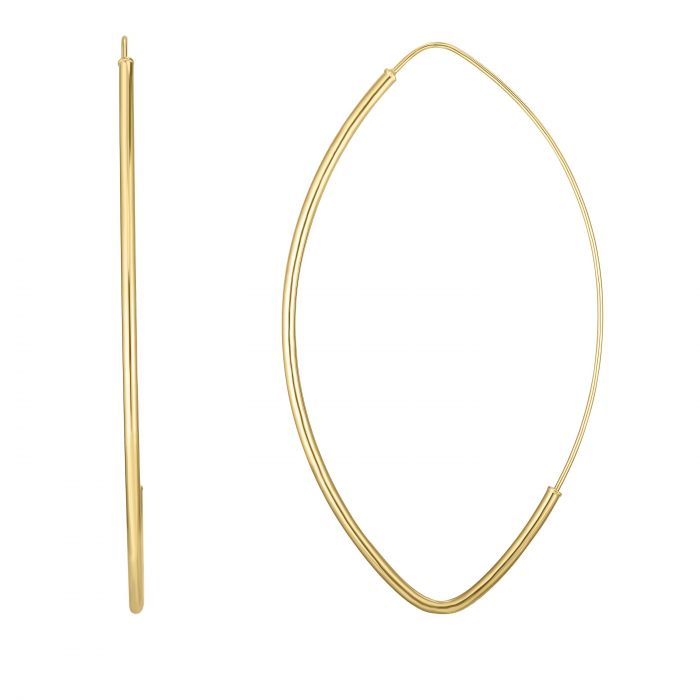 14k yellow gold marquis shape hoop earrings