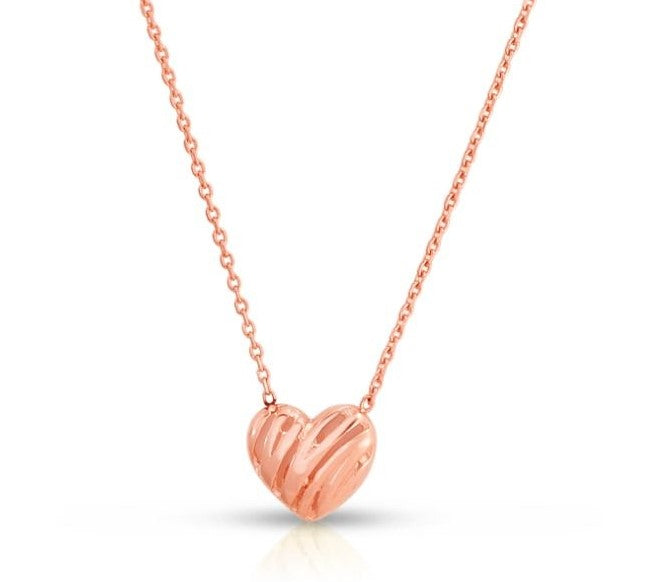 14k rose gold heart pendant necklace