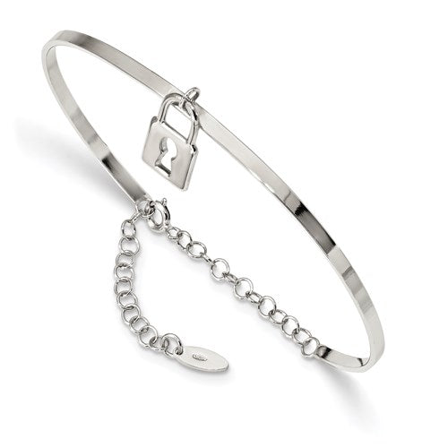 Sterling Silver Lock Bangle Bracelet