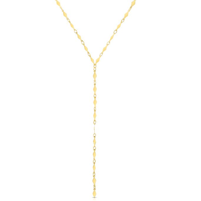 14k yellow lariat mirror necklace