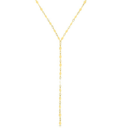14k yellow lariat mirror necklace