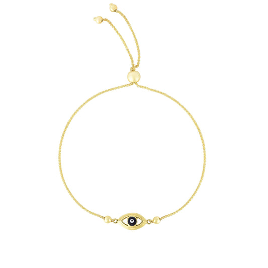 14k yellow gold evil eye bracelet