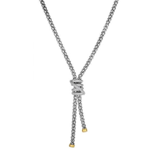 Sterling Silver and 18k gold diamond necklace
