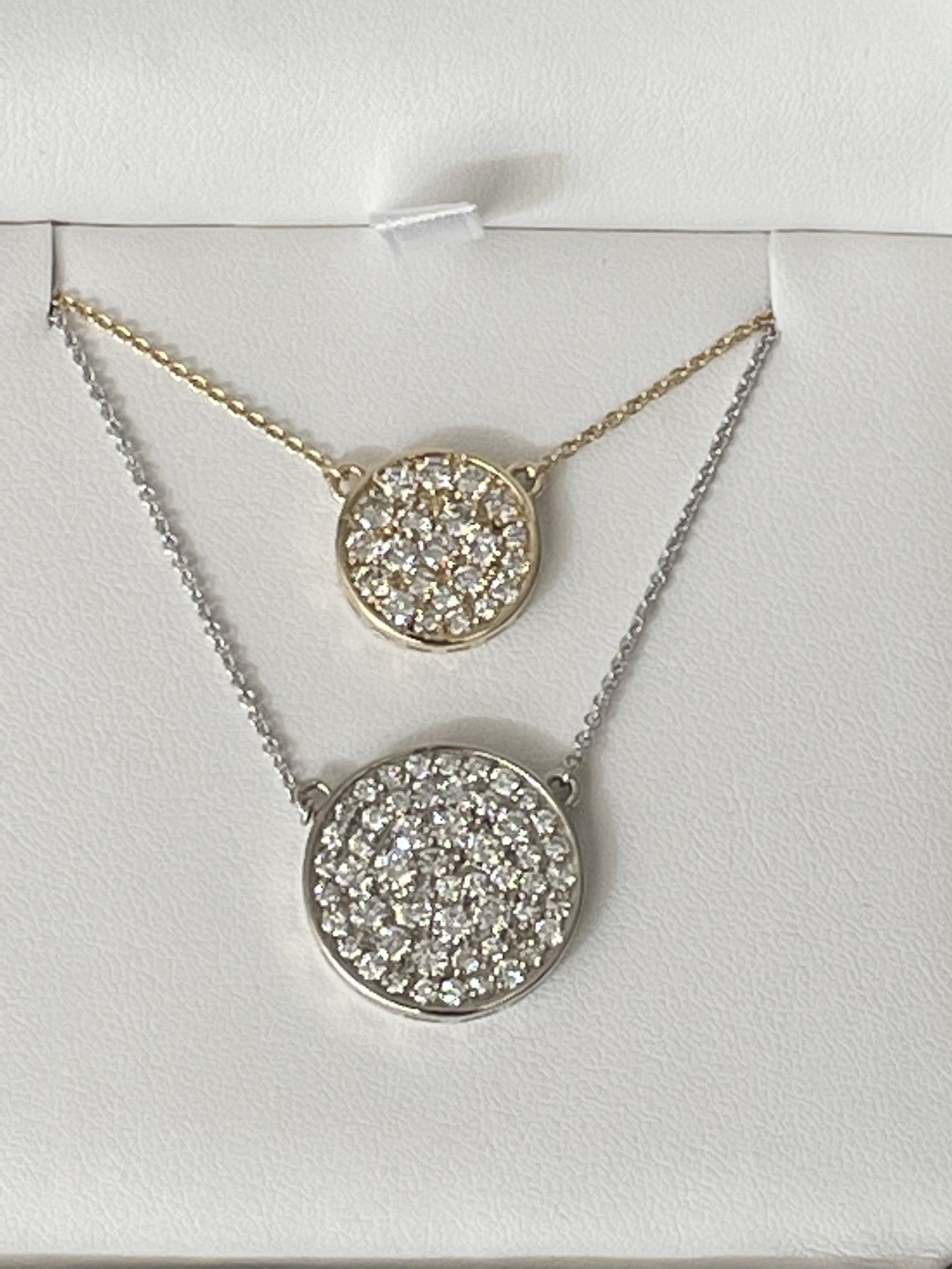 yellow and white gold diamond circle pendants