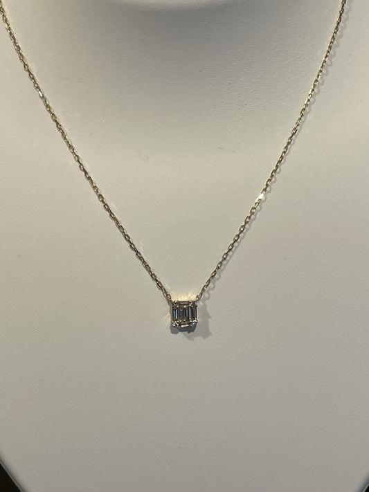 18k yellow gold diamond baguette necklace