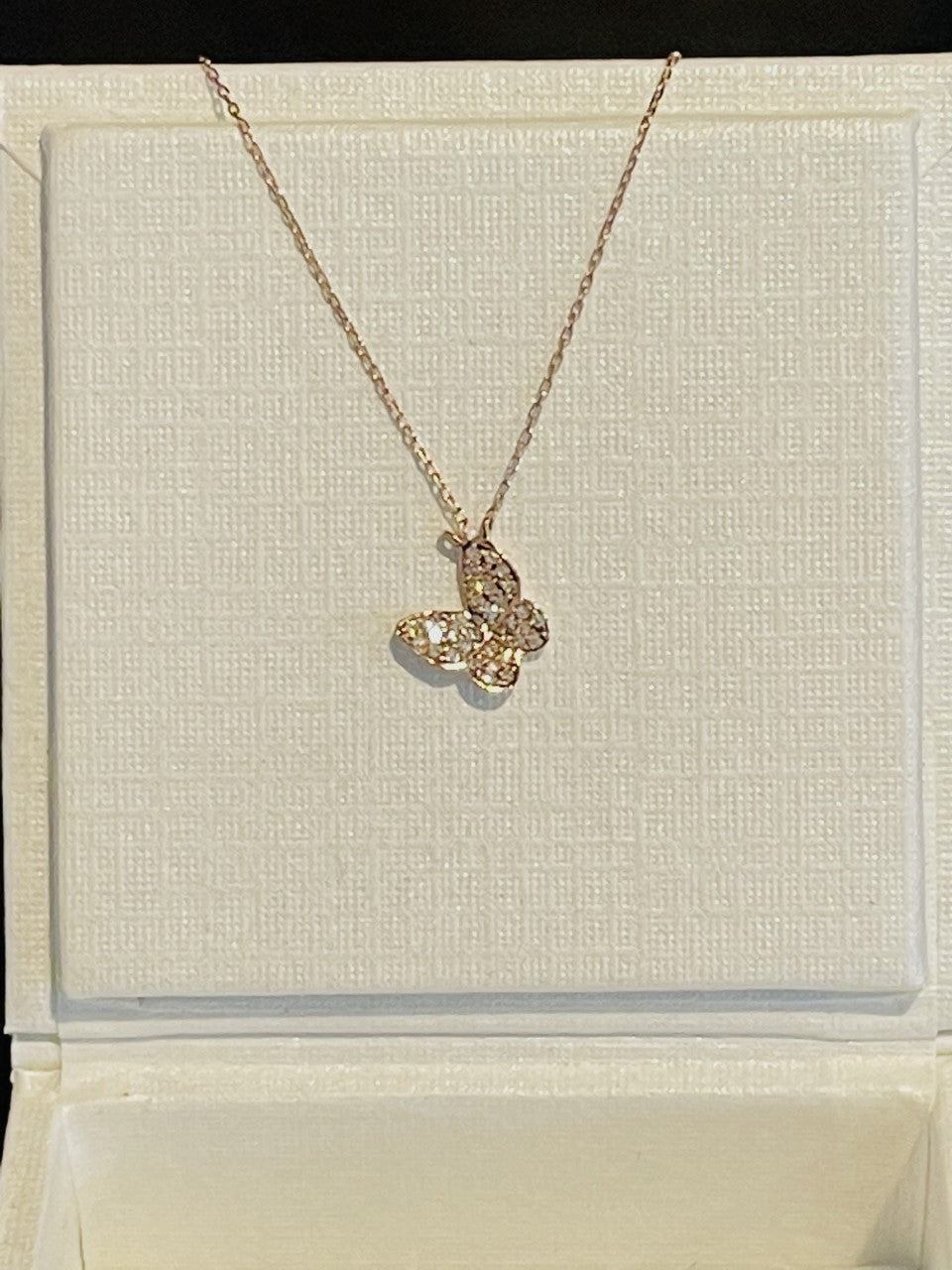 18k rose gold diamond butterfly necklace