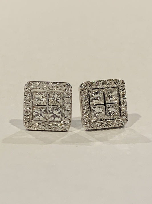 Diamond Princess Cut Earrings
