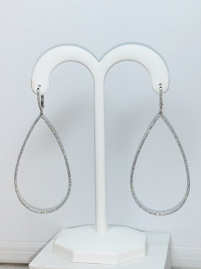 14k white gold tear drop diamond earrings