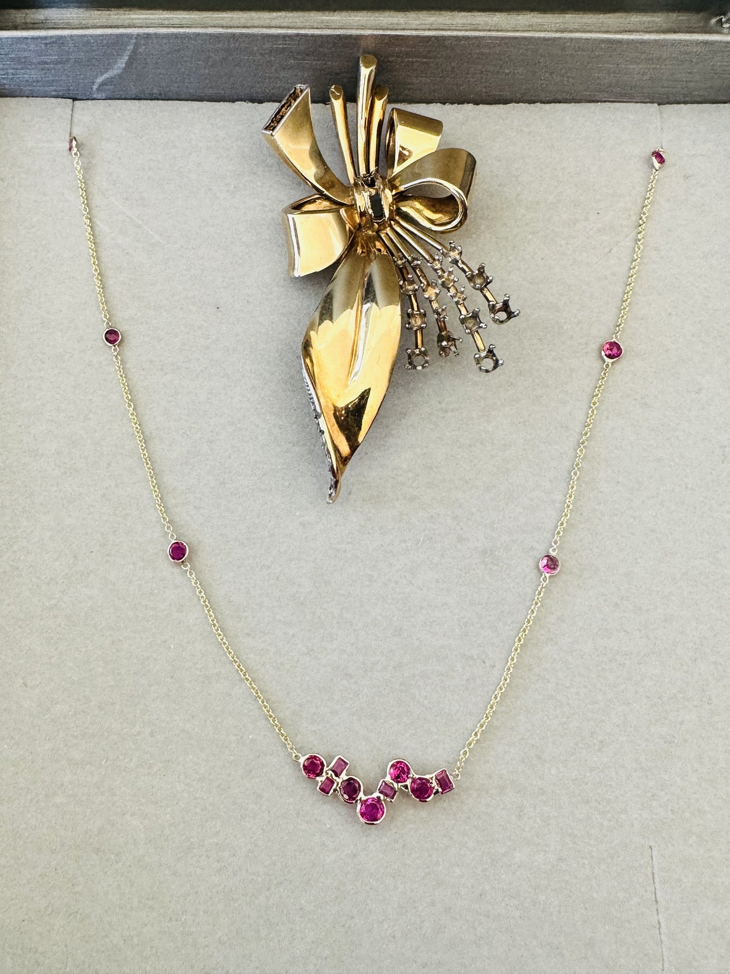 ruby yellow gold necklace