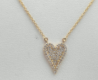 14k yellow gold pave diamond heart pendant